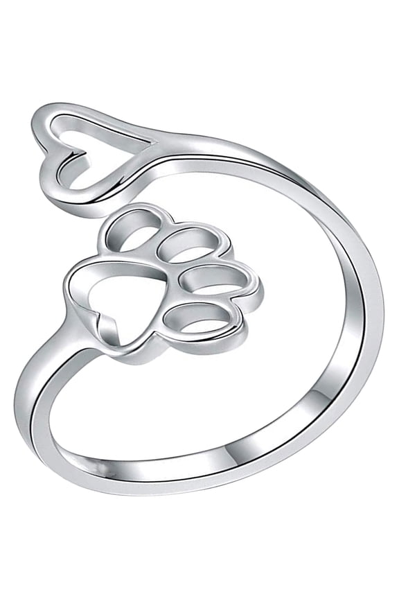 Adjustable Rings Women Dog Footprint Shaped Open Ring Nickel Free 1Pcs