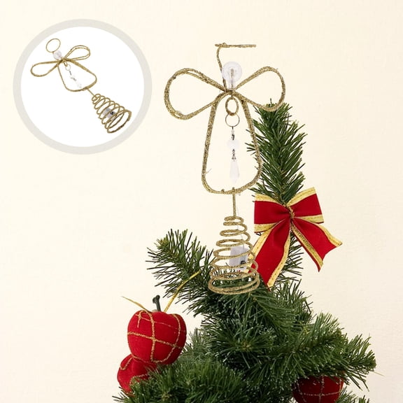 ETHZZLE Plated Gold Metal Angel Tree Topper with Spiral Base for Elegant Christmas Holiday Decoration
