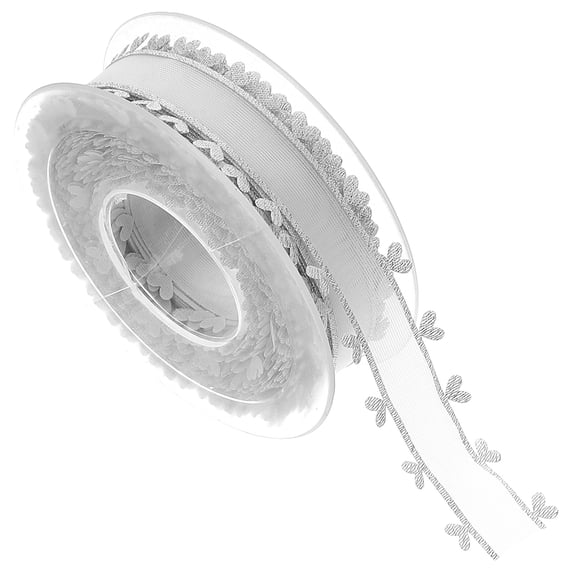 ETHZZLE Heart Shaped Polyester Ribbon Flower Decoration for Valentines Day Silver 1Pack