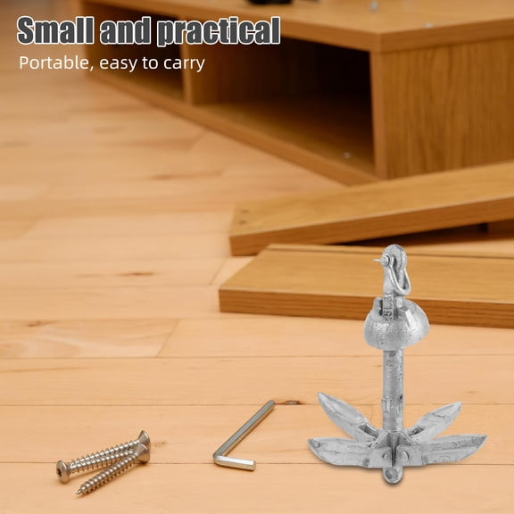 ETHZZLE Compact Carbon Steel Folding Anchor Silver Corrosion Resistant for Boats