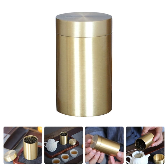 ETHZZLE Loose Leaf Tea Storage Jars Copper Airtight Canister 1Set