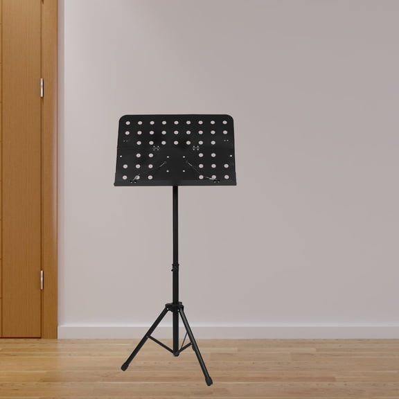 ETHZZLE Portable Folding Music Stand with Adjustable Height and Elegant Black Design for Home Use