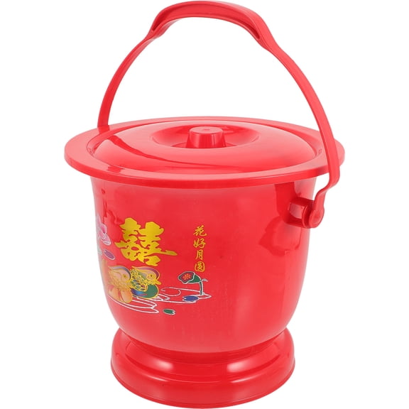 ETHZZLE Portable Red Adult Spittoon Cover, Drop-Resistant Thick Plastic Bedpan for Easy and Convenient Use