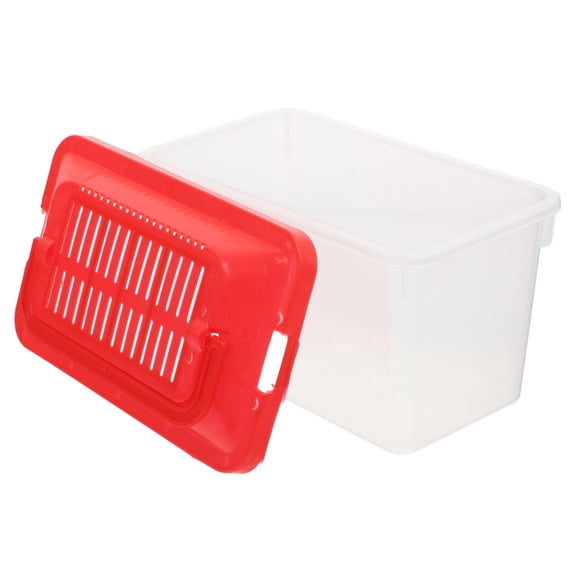 ETHZZLE Transparent Red Plastic Fish Tank with Lid Portable Aquarium and Turtle Habitat