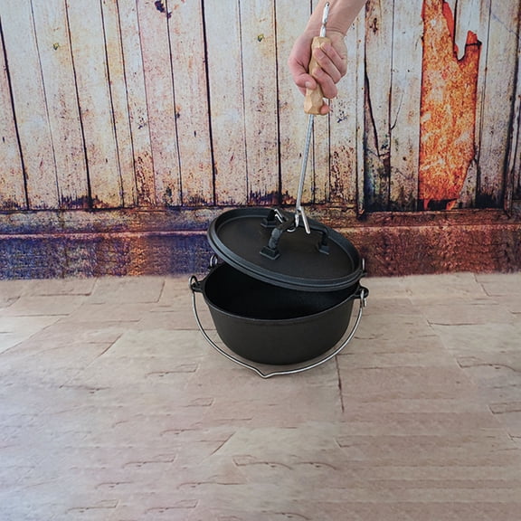 ETHZZLE Professional Pot Lid Hook with Stainless Steel and Wood for Safe Hot Pot Handling