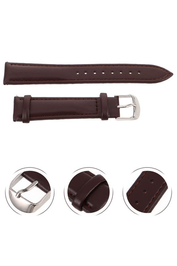 Dark Brown Faux Watch Band Replacement with Quick Release for Smartwatch