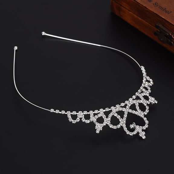 ETHZZLE Princess Crown for Women Alloy Tiara Headbands Silver 1Set for Wedding