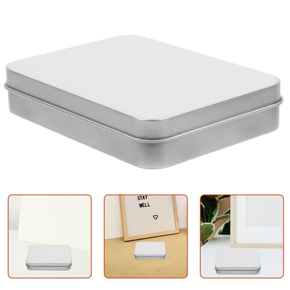ETHZZLE Rectangular Tin With Lid Storage Silver 1Set For Party Favors