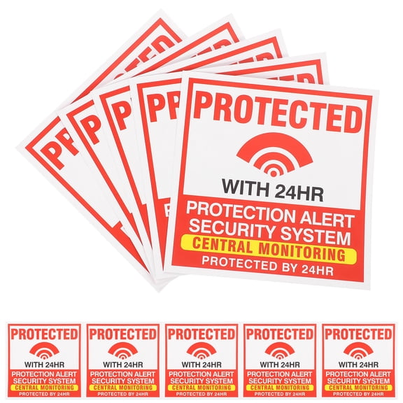 ETHZZLE Household Window Warning Sticker Red Adhesive for Security System Alert