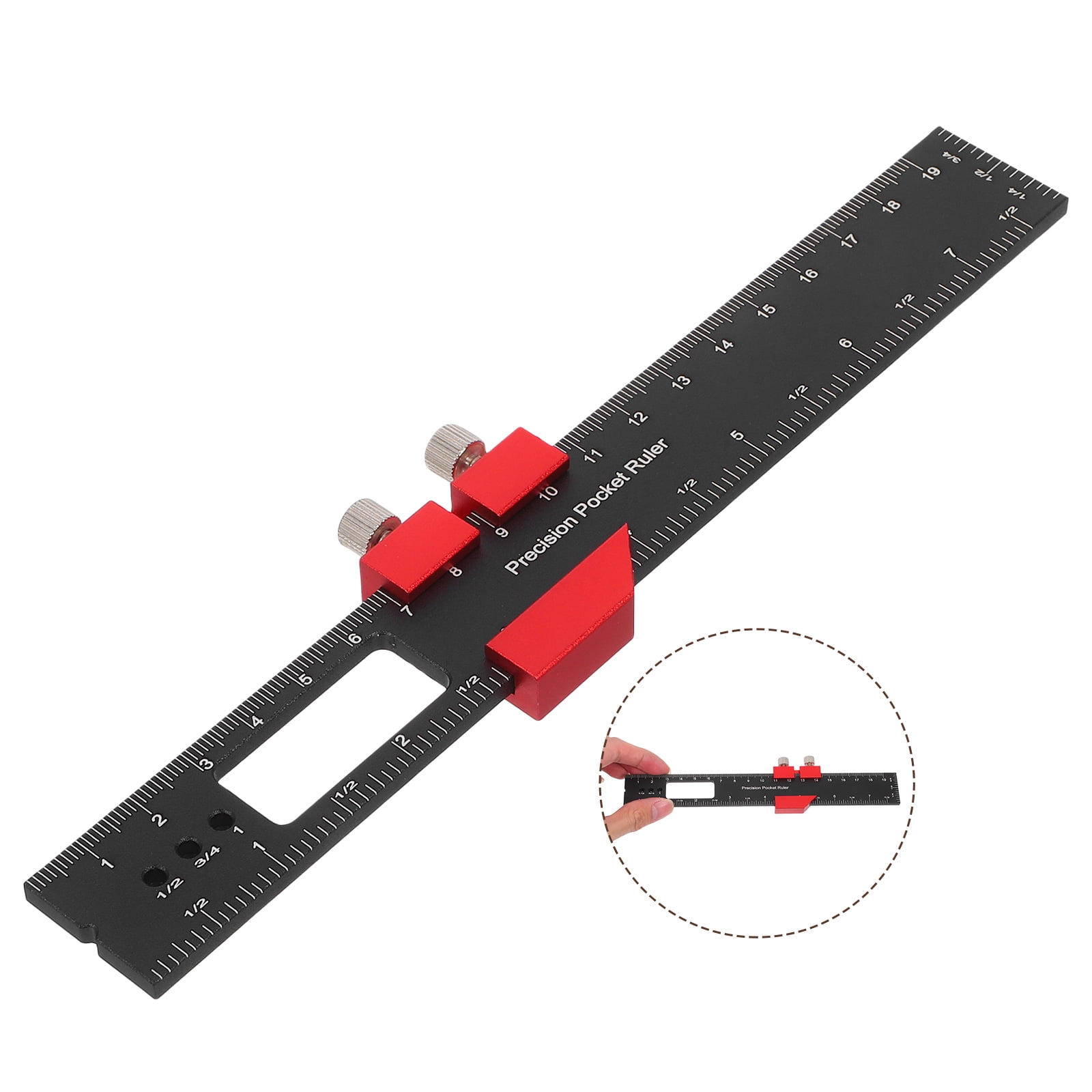 ETHZZLE Red Aluminum Alloy T-Shaped Woodworking Scribe Ruler Precision ...