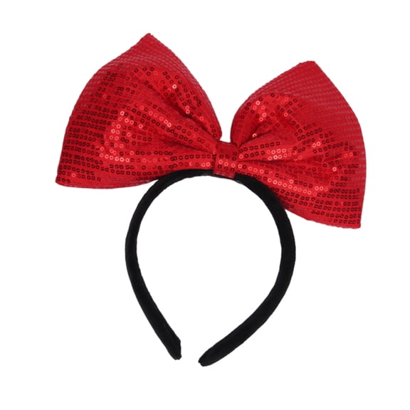 ETHZZLE Fashionable Red Sequin Hair Hoop Party Headwrap Big Bowknot Hair Accessories