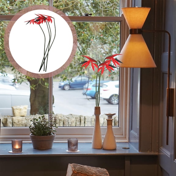 ETHZZLE 4Pcs Realistic Red Hawaiian Artificial Flowers for Wedding and Room Decor