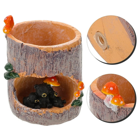 ETHZZLE Black Bear Garden Sedum Succulent Pot Multi Resin Flower Pot for Fairy Garden 1Pcs