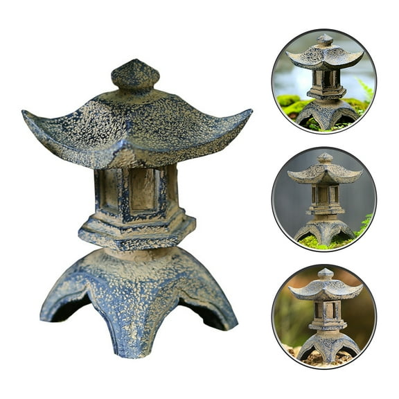 ETHZZLE Resin Garden Pagodas Decor Small Grey Chinese Pagodas Ornament for Yard and Balcony
