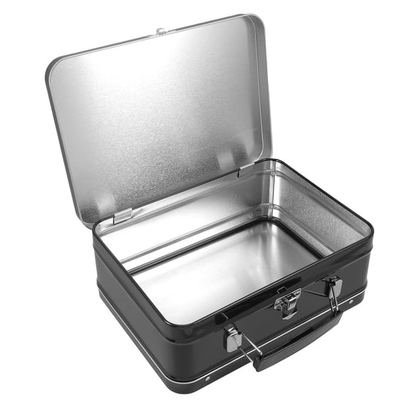 ETHZZLE Retro Black Tinplate Lunch Box Metal Container with Lock for Food Storage