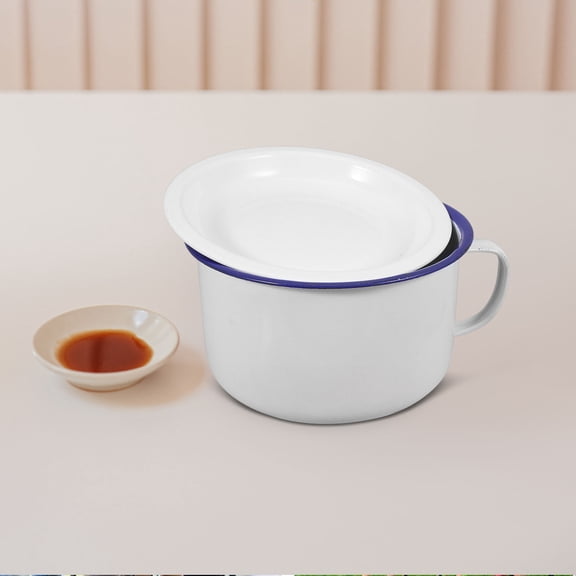 ETHZZLE Enamel Bowls Vintage White Retro Food Serving for Parties 1Set