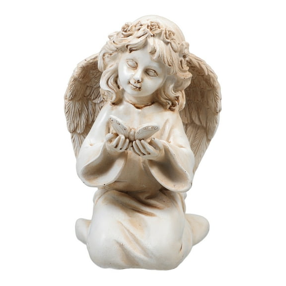 ETHZZLE Retro Beige Angel Statue for Garden and Tabletop Decoration, Vintage Style Home and Outdoor Ornament
