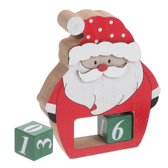 ETHZZLE Reversible Wooden Santa Claus Countdown Calendar Blocks Red Decorative Desk Calendar for Christmas 2024
