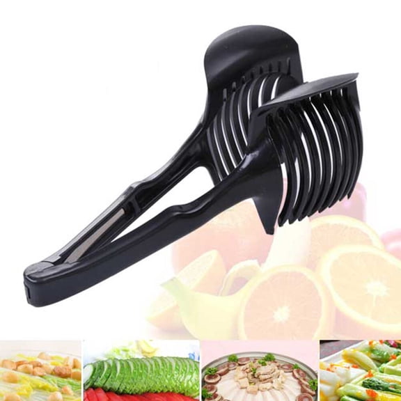 ETHZZLE Round Fruits Tongs Tomato Slicer Plastic Kitchen Cutting Aid Lemon Cutter with Safe Grip