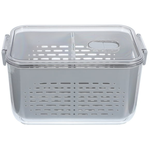 ETHZZLE Vegetable Containers for Refrigerator Grey Storage Bin with Drainage Basket for Home