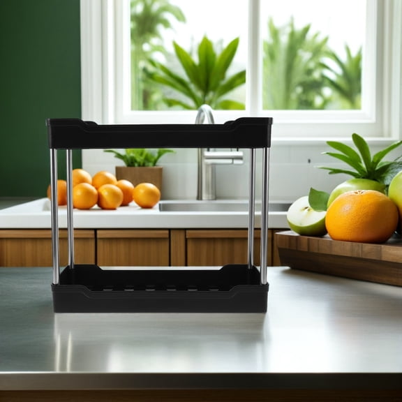 ETHZZLE Kitchen Cosmetics Rack Black Multi Tier Storage and Display Shelf