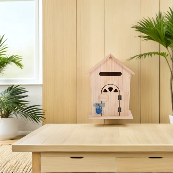 ETHZZLE Wall-Mounted Wooden Mailbox with Lock, Decorative Home Security Drop Box for Letters and Small Packages
