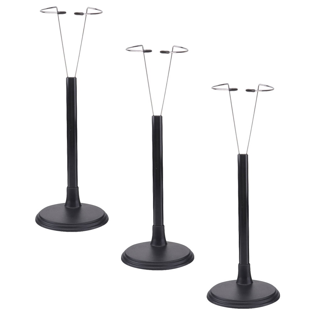ETHZZLE 3-Pack Adjustable Mini Dollhouse Display Stands Black PVC Doll ...