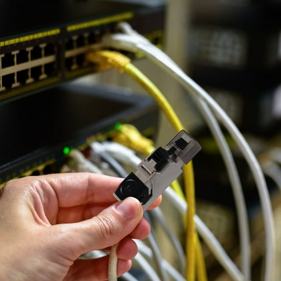 ETHZZLE Ethernet Network Cable Plug Rj45 Connector Black Abs 1Pack