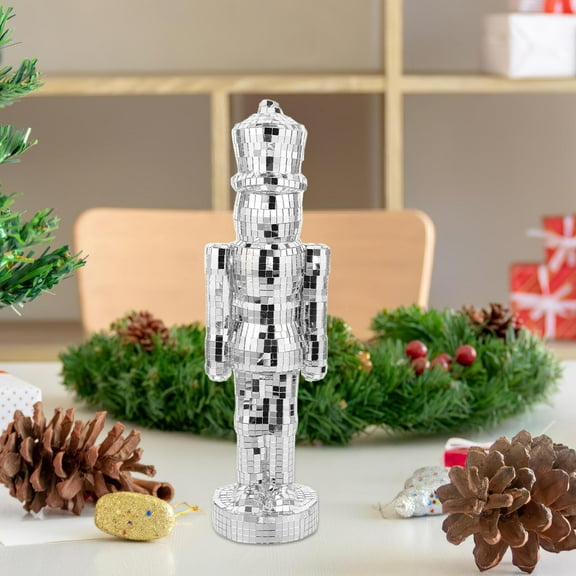 ETHZZLE Elegant Glass Nutcracker Shelf Ornament for Christmas Tabletop Display
