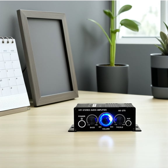 ETHZZLE Digital Audio Amplifier for Passive Speakers with Dual Channel Bass and Treble Control, Black