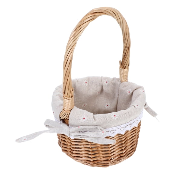 ETHZZLE Handwoven Small Round Willow Basket with Handle, Portable Baby Shower Candy and Sweets Storage Container