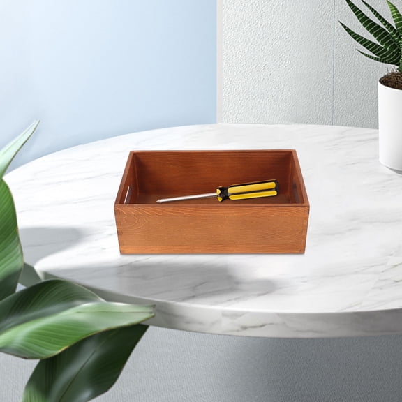 ETHZZLE Solid Wood Desktop Crate Box with Side Handles for Efficient Sundries Organization