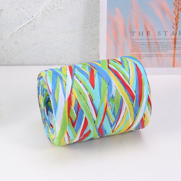 ETHZZLE Multi Color Raffia Ribbon Handmade Woven Rope Decorative Paper Ribbon for Floral and Wall Decorations