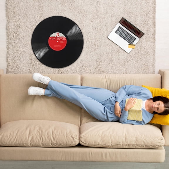 ETHZZLE Multi Color Round Vinyl Record Rug for Dining Room Soft Non Slip Carpet