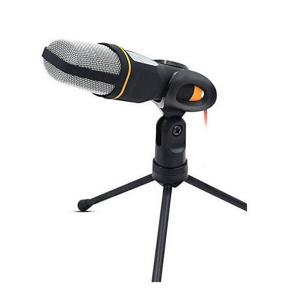 ETHZZLE Sound Podcast Microphone with Clip for Skype Msn Karaoke Black Mic Support Stand