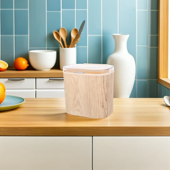 ETHZZLE Beige Wall Mounted Garbage Can Large Capacity with Lid for Kitchen and Utility Room