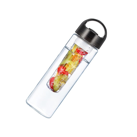 ETHZZLE Sports Bottle with Leakproof Cover and Fruit Infuser for Drinking Use in Black Plastic
