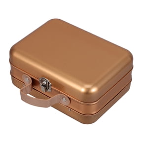 ETHZZLE Portable Golden Storage Tinplate Box with Handle Ideal for Cosmetics Game Cards