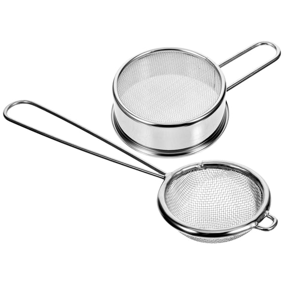 ETHZZLE 2Pcs Stainless Steel Flour Sifter Strainer with Handle for Baking and Kitchen Use