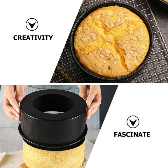 ETHZZLE 2Pcs Black Stainless Steel Round Cake Pans Removable Bottom Oven Safe Baking Tins