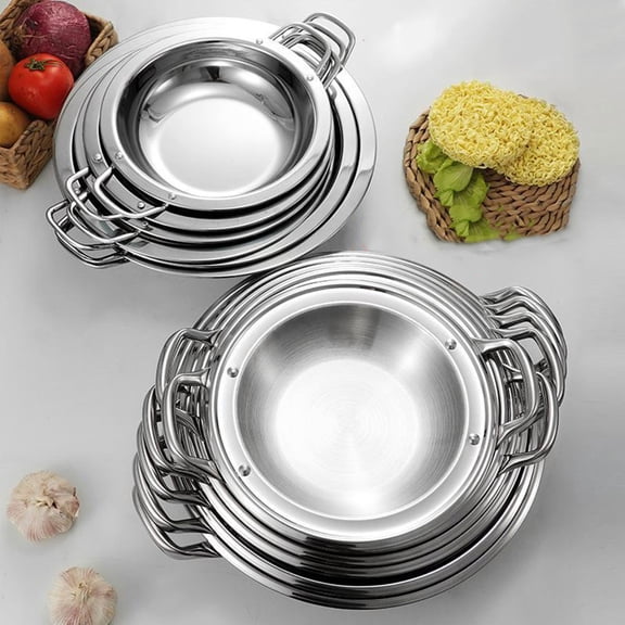 ETHZZLE Flat Bottom Stainless Steel Pot Cooking Pot with Safe Cooking Feature 1Set