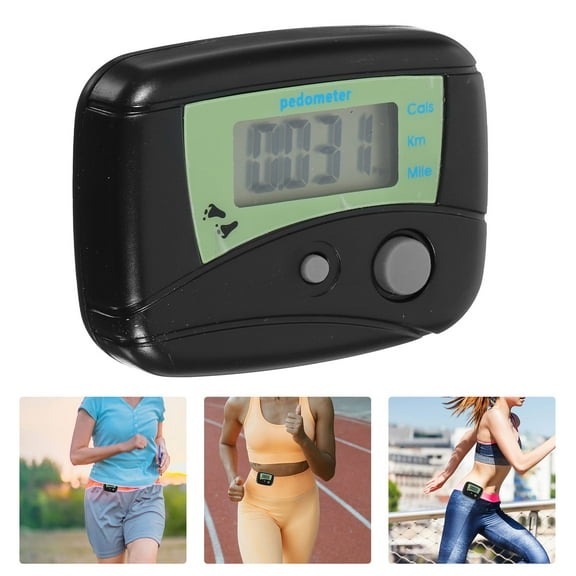 ETHZZLE Digital Step Counter Pedometer with LCD Display and Pocket Clip in Black