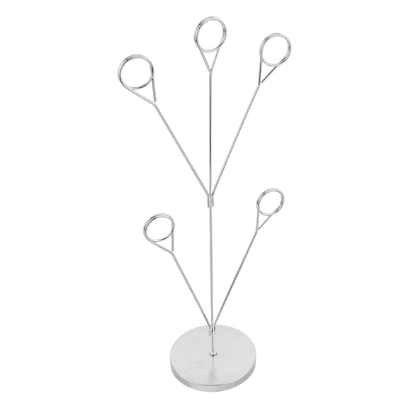 ETHZZLE Sturdy Plated Silver Desktop Photo Tree with 5 Branches for Place Cards and Memo Notes