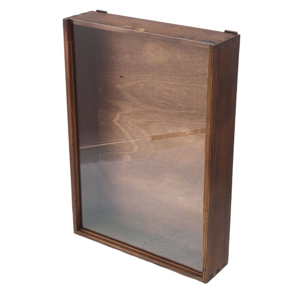 ETHZZLE Insect Display Case, Dark Brown Wooden Butterfly Specimen Box, Glass Cover, Easy Access