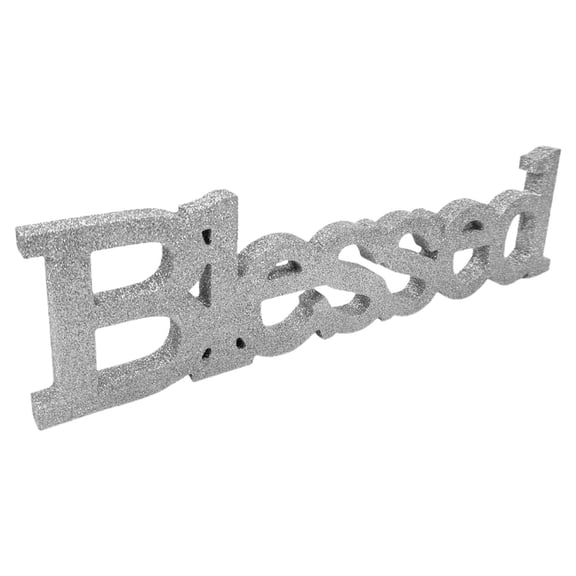 ETHZZLE Rustic Farmhouse Blessed Sign Plated Silver Wooden Letter Cutout Decor