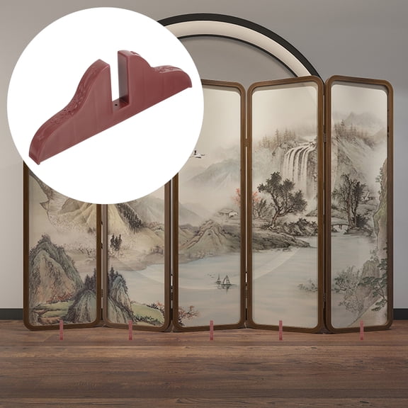 ETHZZLE 1-Pack Folding Room Divider Screen Stand with Wood Base in Coffee Color for Home and Office