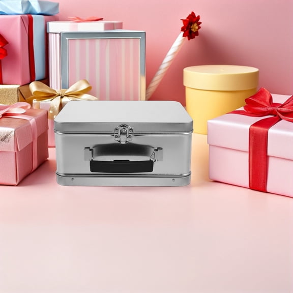 ETHZZLE Vintage Metal Tin Box with Lock for Candy and Desktop Storage