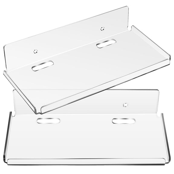 ETHZZLE 2-Pack Clear Acrylic Floating Wall Shelves with Adhesive Mount, Transparent Storage Display for Home and Office