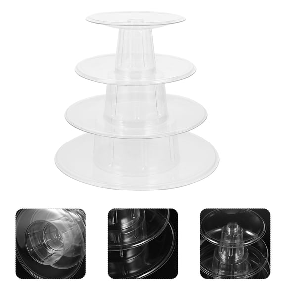 ETHZZLE Transparent Four Tier Plastic Macaron Display Stand for Cake Dessert Wedding Party