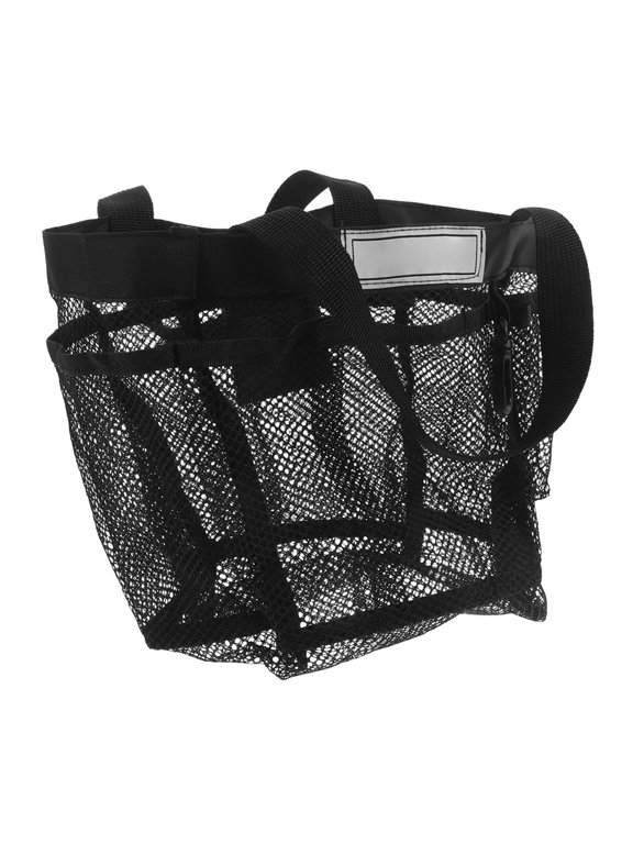 Large Capacity Mesh Shower Bag Black, with 8 Hanging Pockets